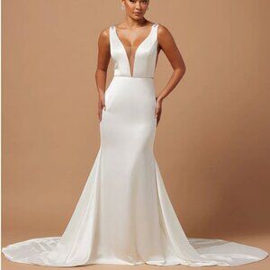 White Satin Gown, FashionNova